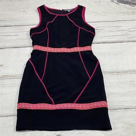 Tinley Road Midi Dress Sleeveless Black Pink Trim Sheath Size Small S - Picture 10 of 15